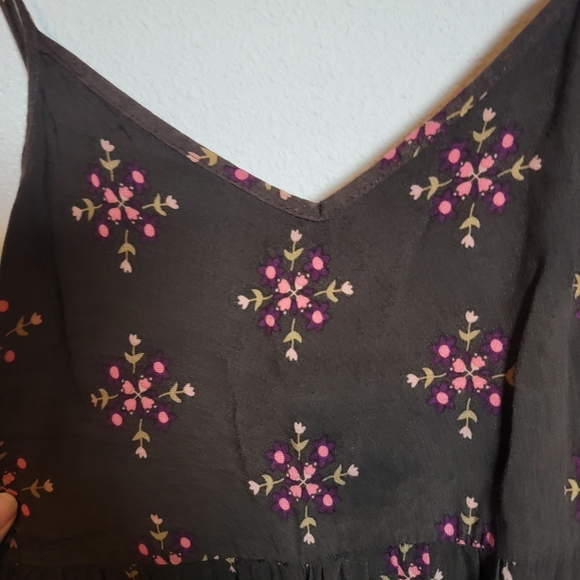 ​Natural Life Jamie Jumpsuit XS Brown Pink Floral Wide Leg Boho Ruffle Coastal - Picture 5 of 8